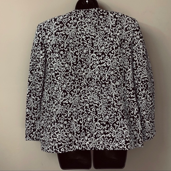 Alfred Dunner Blue Silver Brocade Vintage Padded Shoulder Suit Jacket - Picture 2 of 9